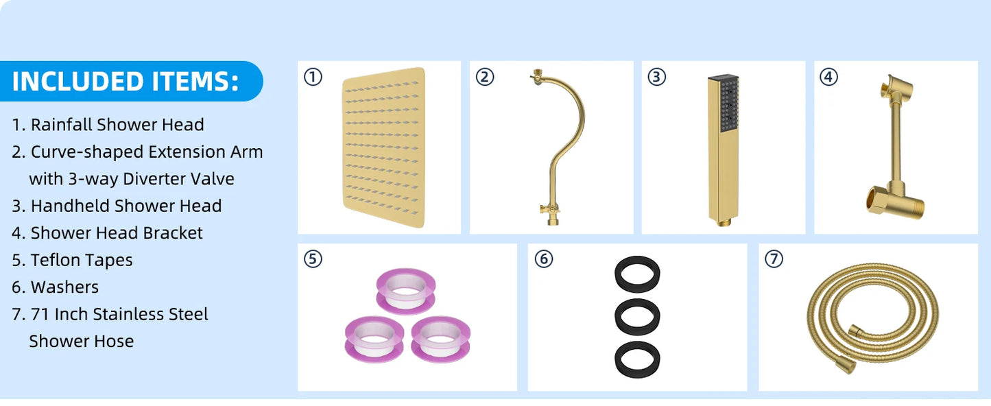 Hibbent High Pressure Rainfall Shower Head With Handheld Spray