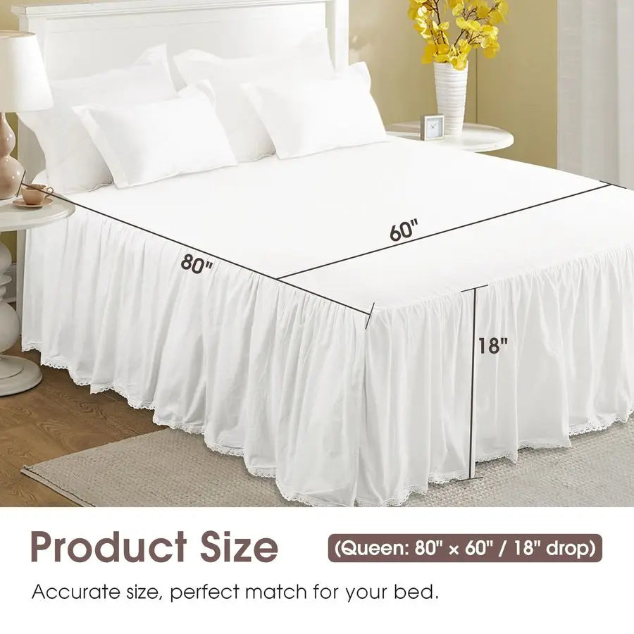 Lightweight Cotton Bed Skirt With Crochet Edge Dust Ruffle