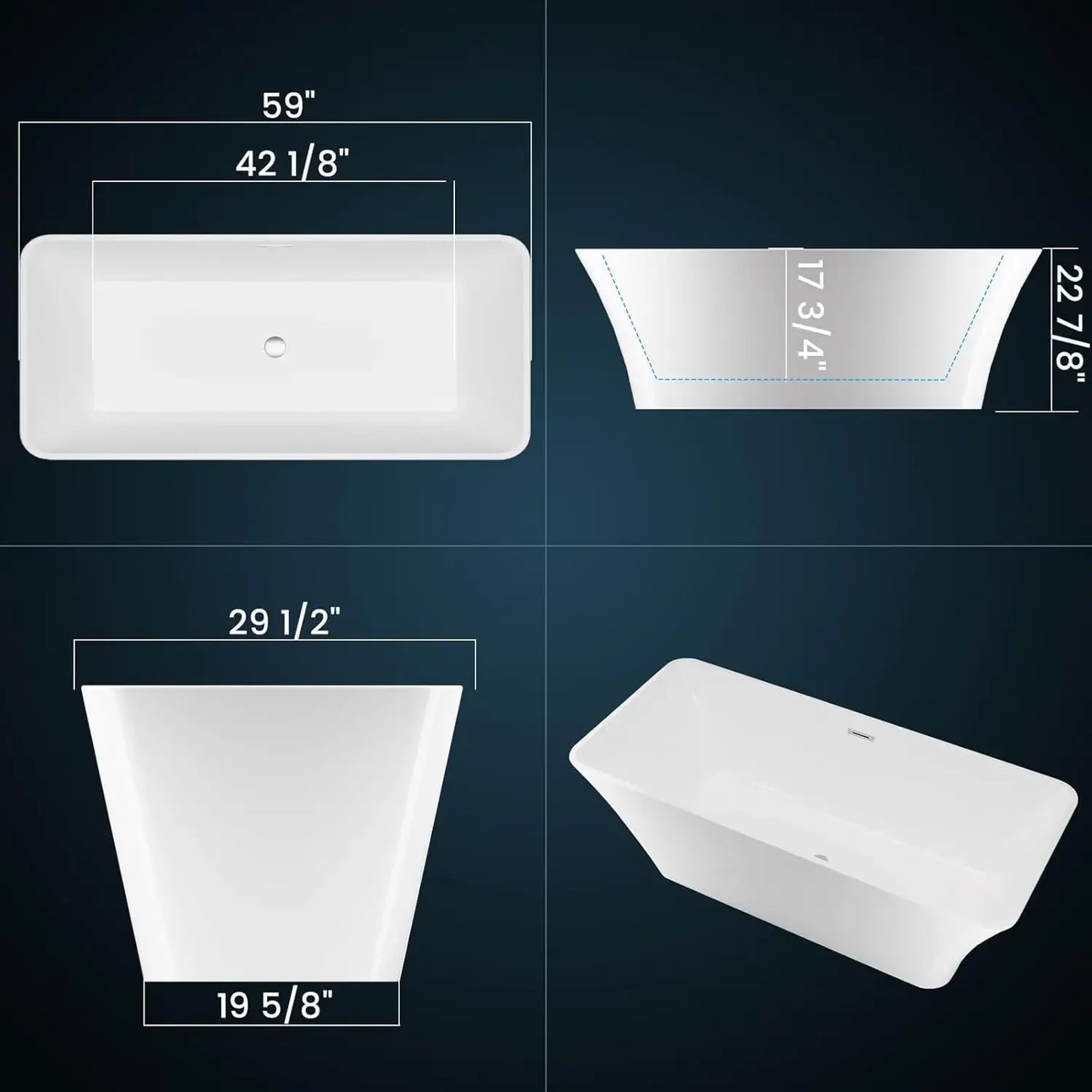 Freestanding Acrylic Bathtub With Chrome Drain Spa Upgrade