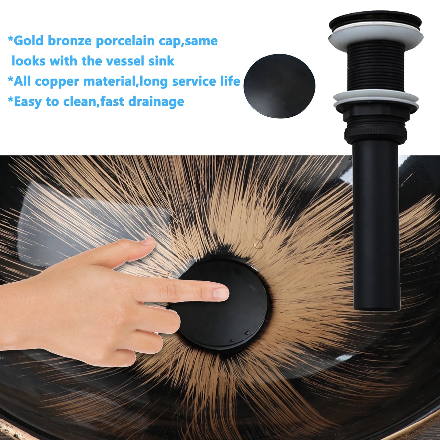 KEMAIDI Oval Vessel Sink With Faucet Marble Finish