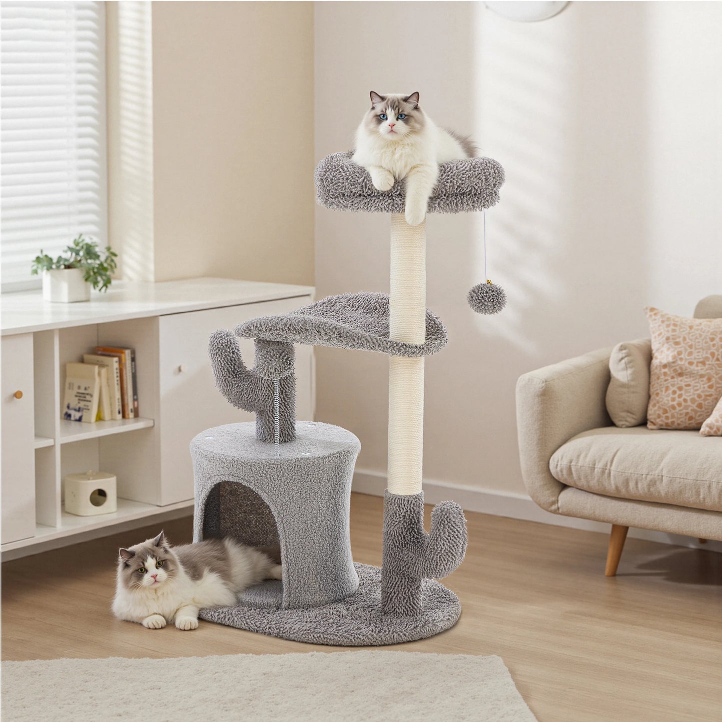 JHK Cat Tree Tower With Sisal Scratching Post For Indoor Cats