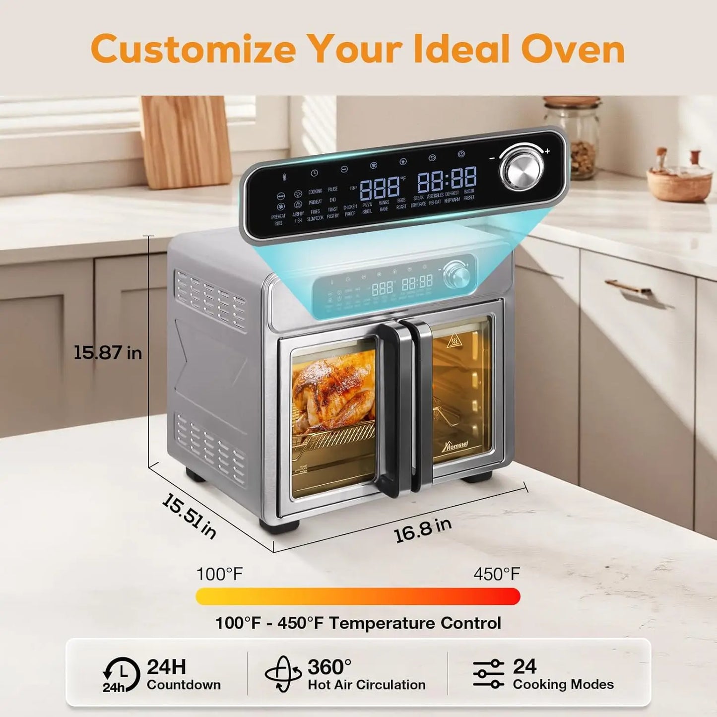 French Door Air Fryer Toaster Oven With 24 Presets