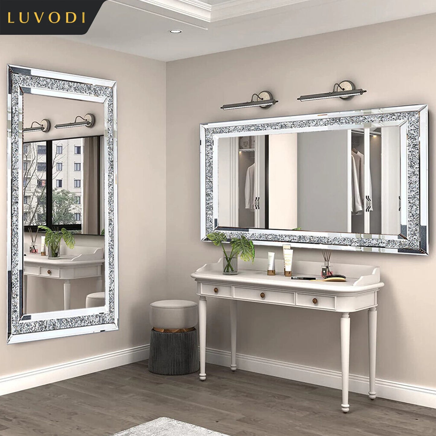 Frameless Diamond Rhinestone https://admin.shopify.com/store/cozy-nest-home-paws/products/9259025301737 Vanity Mirrors for Wall