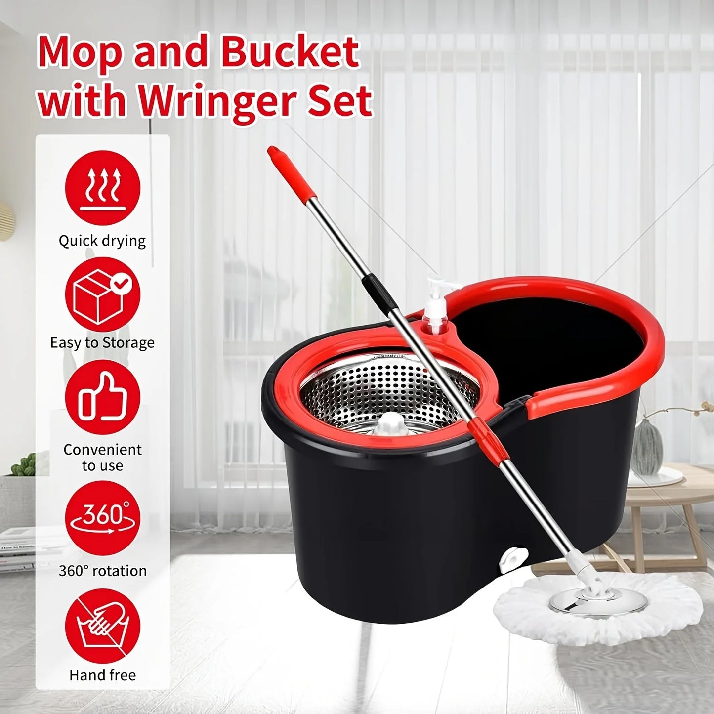 SHFY Heavy-Duty Spin Mop And Bucket System