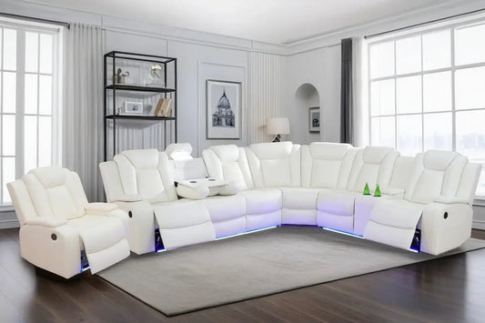 Living Room Reclining Sectional Sofa With Power Recliner And Storage