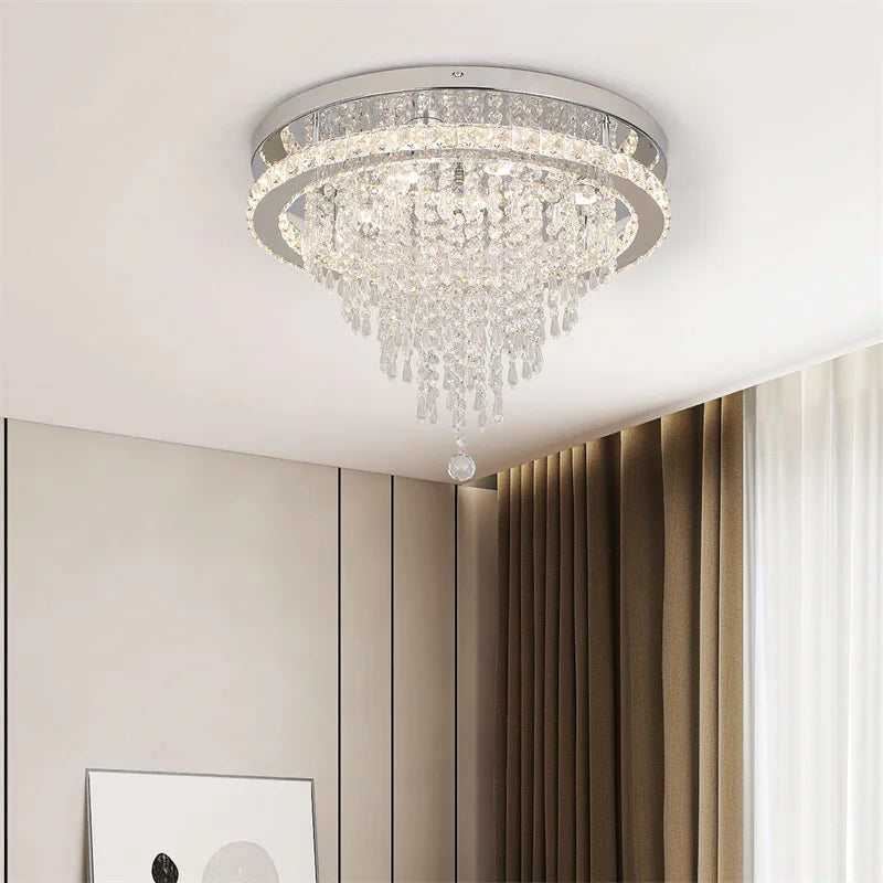Vetrulus Crystal Ceiling Lamp With Remote Control LED Pendant Chandelier
