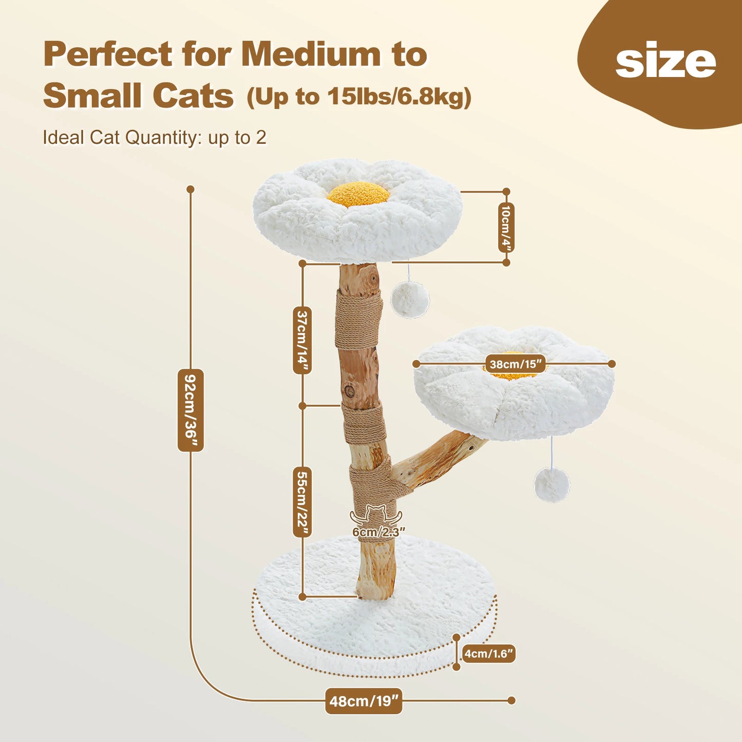 PAWZ Road Flower Cat Tree Indoor Cats Modern Wood Tower