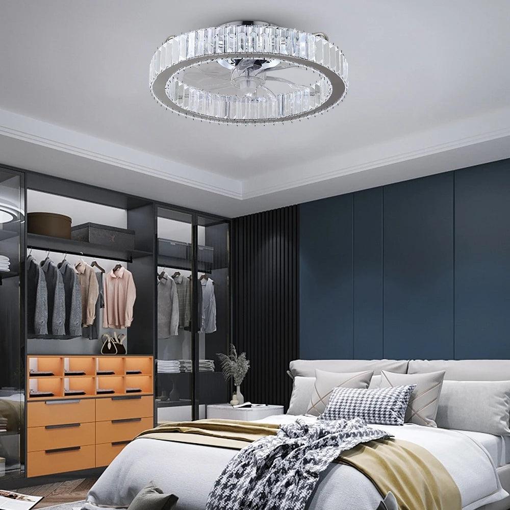 VETRULUS Crystal LED Ceiling Fan Lamp With Remote