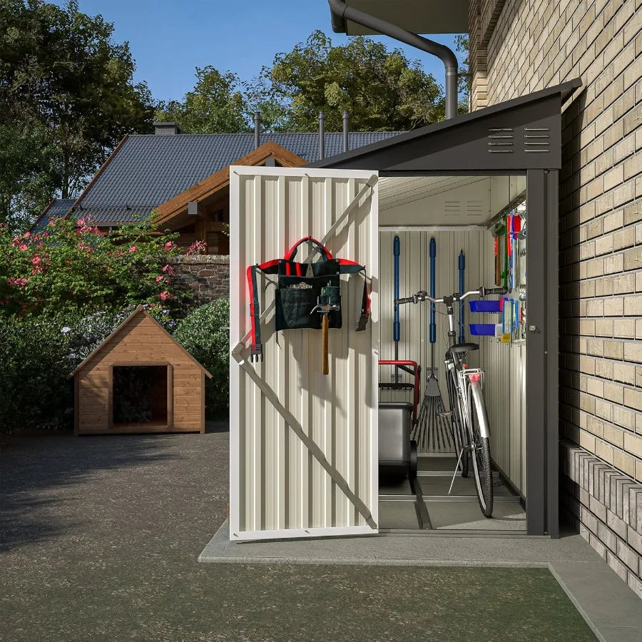 Metal Wall Storage Shed for Outdoor Use Backyard Patio