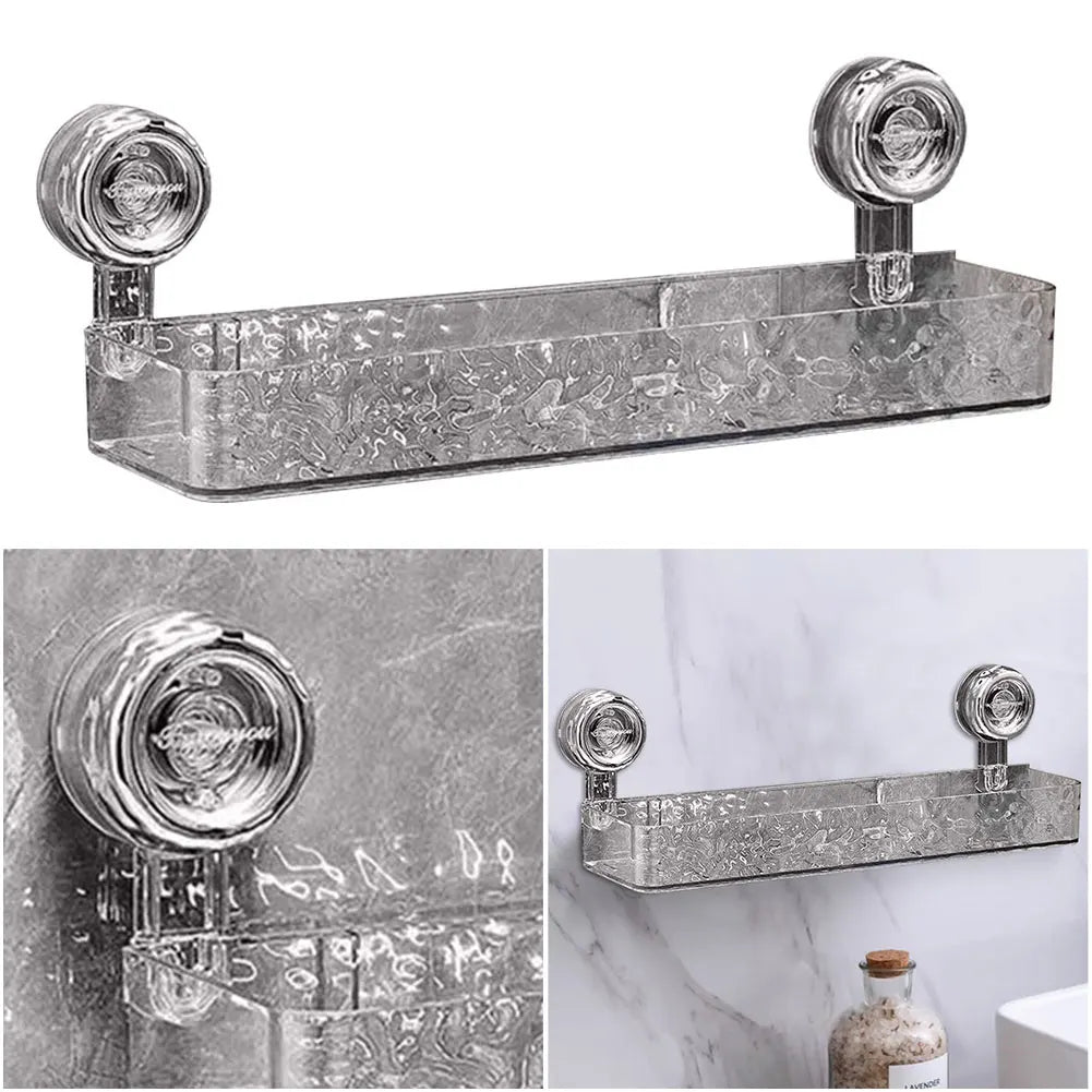 Suction Cup Bathroom Storage Shelf No Drill Shower Organizer