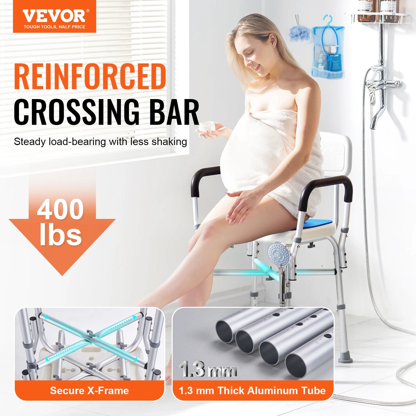 SucceBuy Adjustable Shower Chair for Elderly and Disabled Bathing