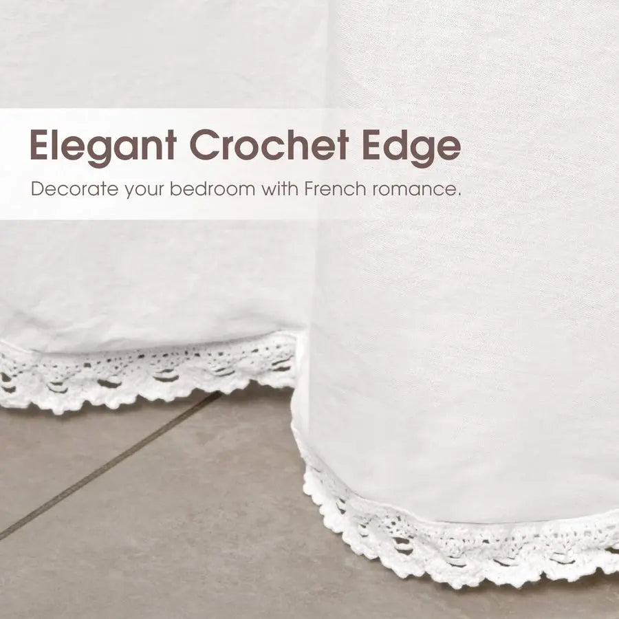 Lightweight Cotton Bed Skirt With Crochet Edge Dust Ruffle
