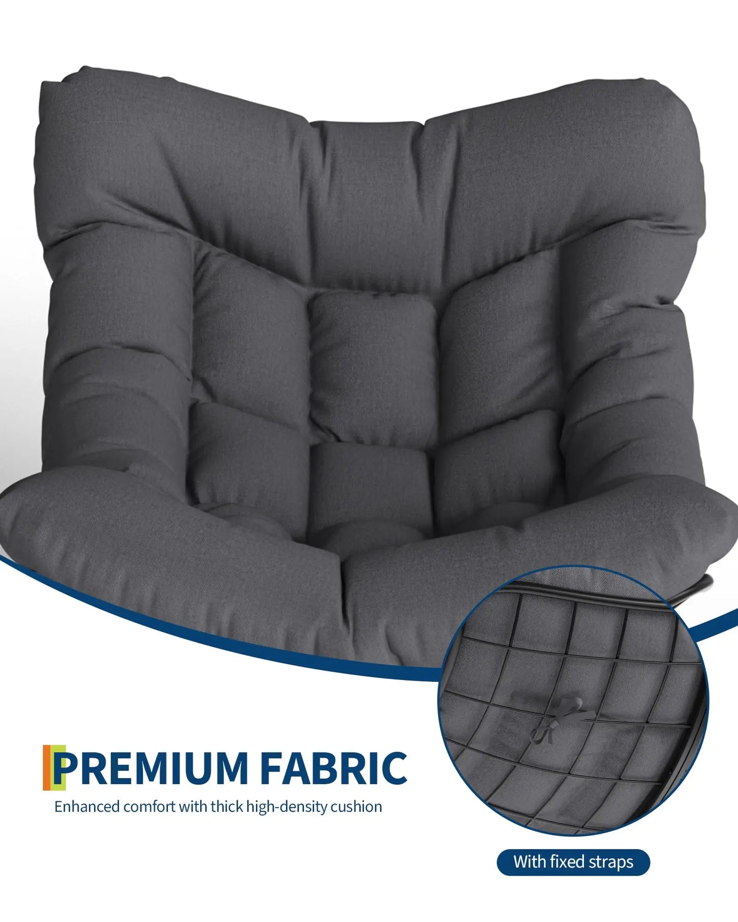 HiMISS Papasan Rocking Chair With Ottoman Outdoor Egg Rocker