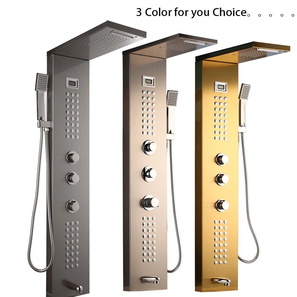 MEKKHALA Multifunctional Shower Panel Tower With Rainfall Massage Jets