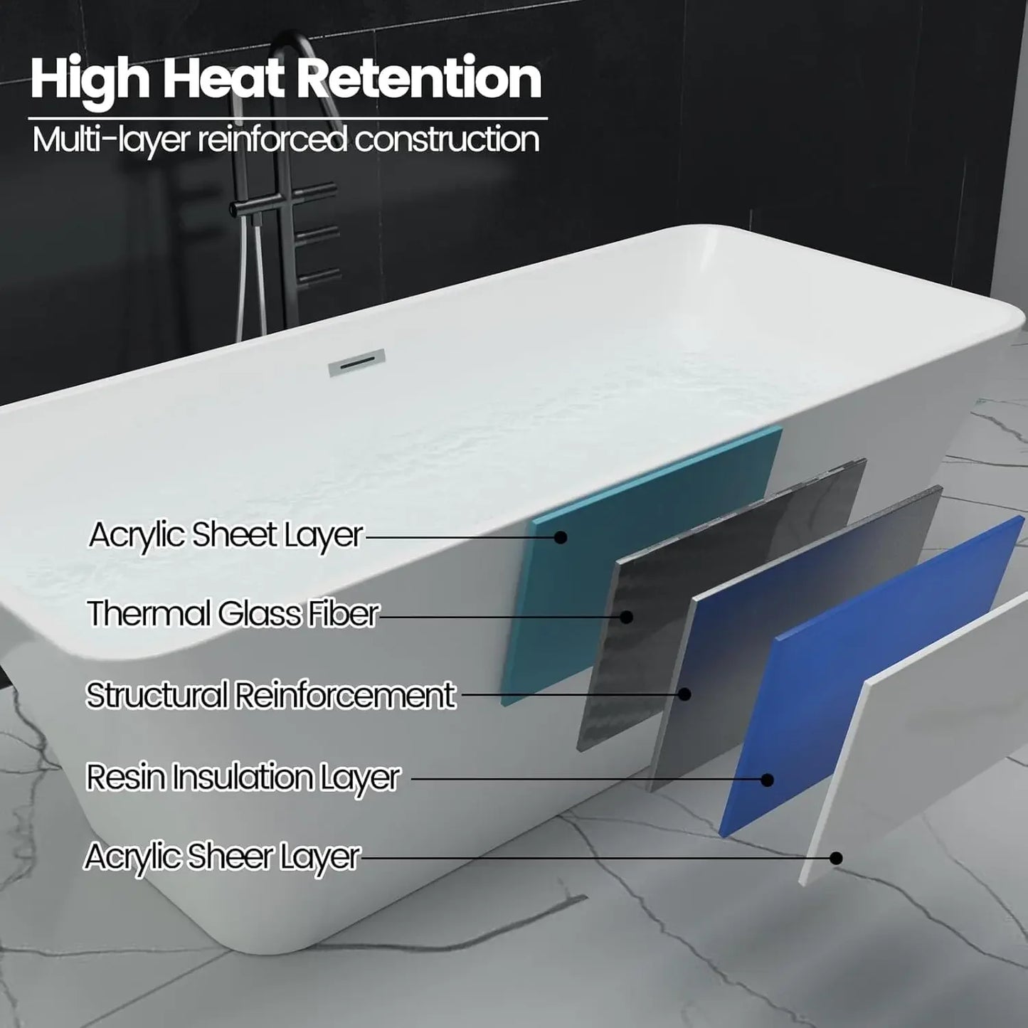 Freestanding Acrylic Bathtub With Chrome Drain Spa Upgrade