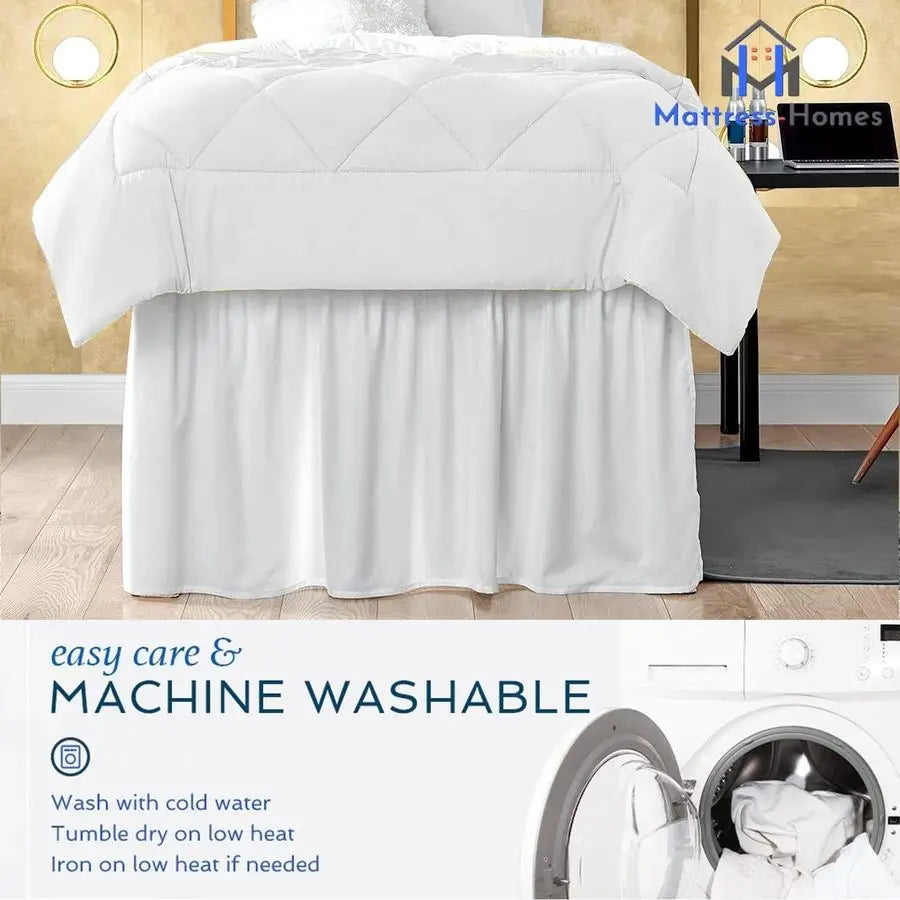 Dorm Bed Skirt Tailored Dust Ruffle With Elastic Wrap
