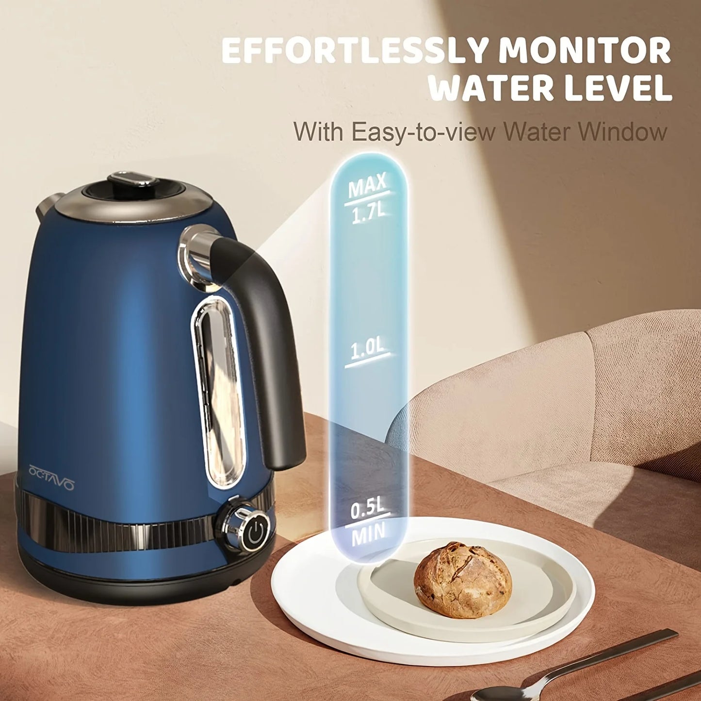 Octavo Electric Kettle With 7 Heat Settings And LED Display