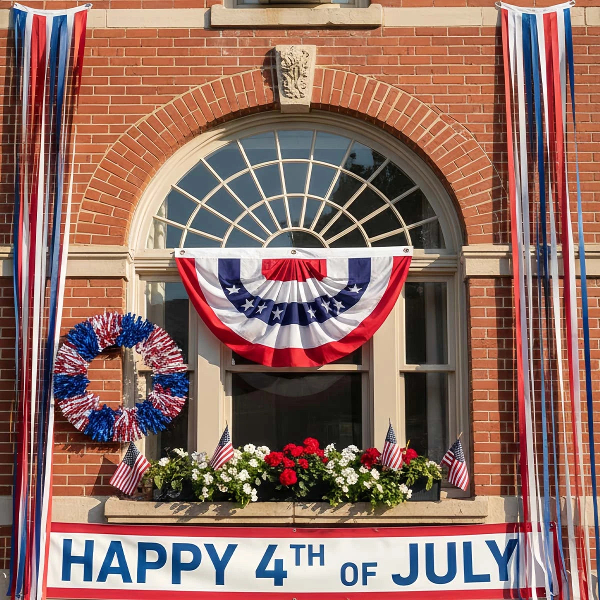 USA Pleated Half Fan Flag Bunting 2-Pack Independence Day