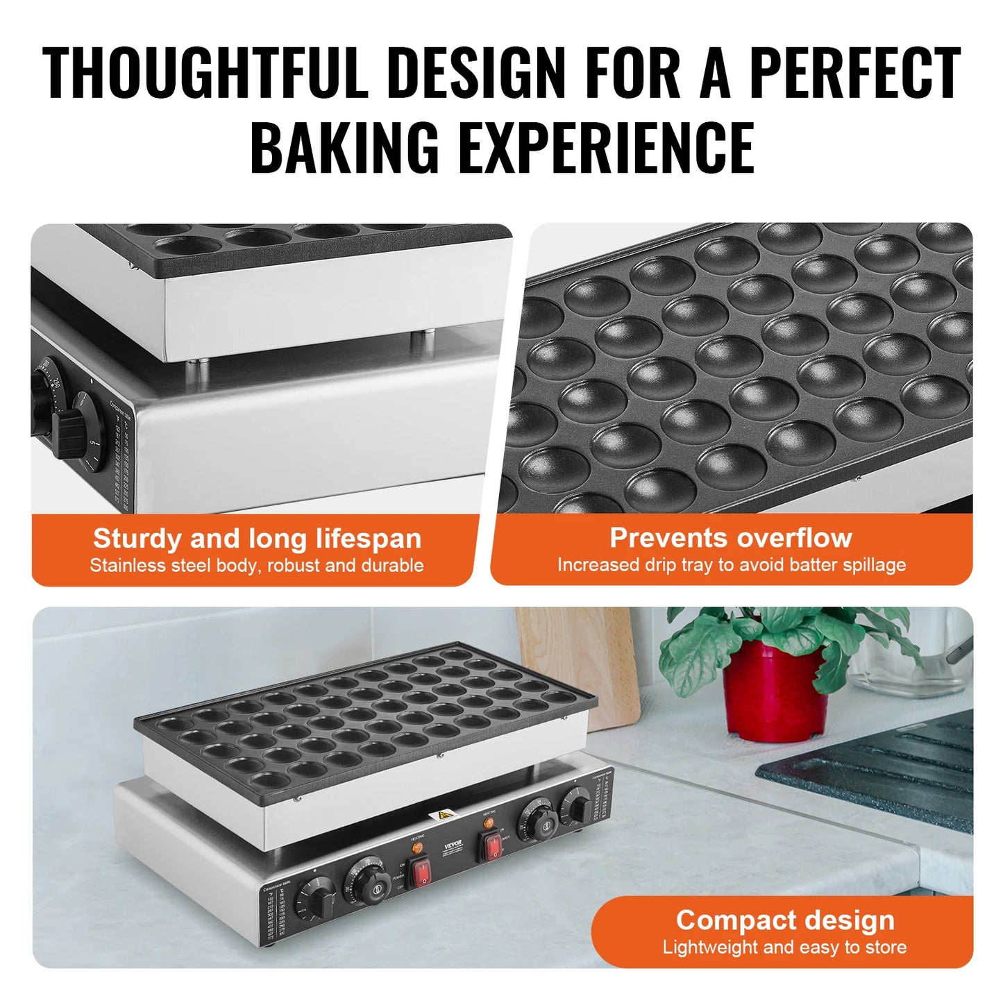 SucceBuy 50Pcs Mini Dorayaki Pancake Maker Machine Commercial Nonstick