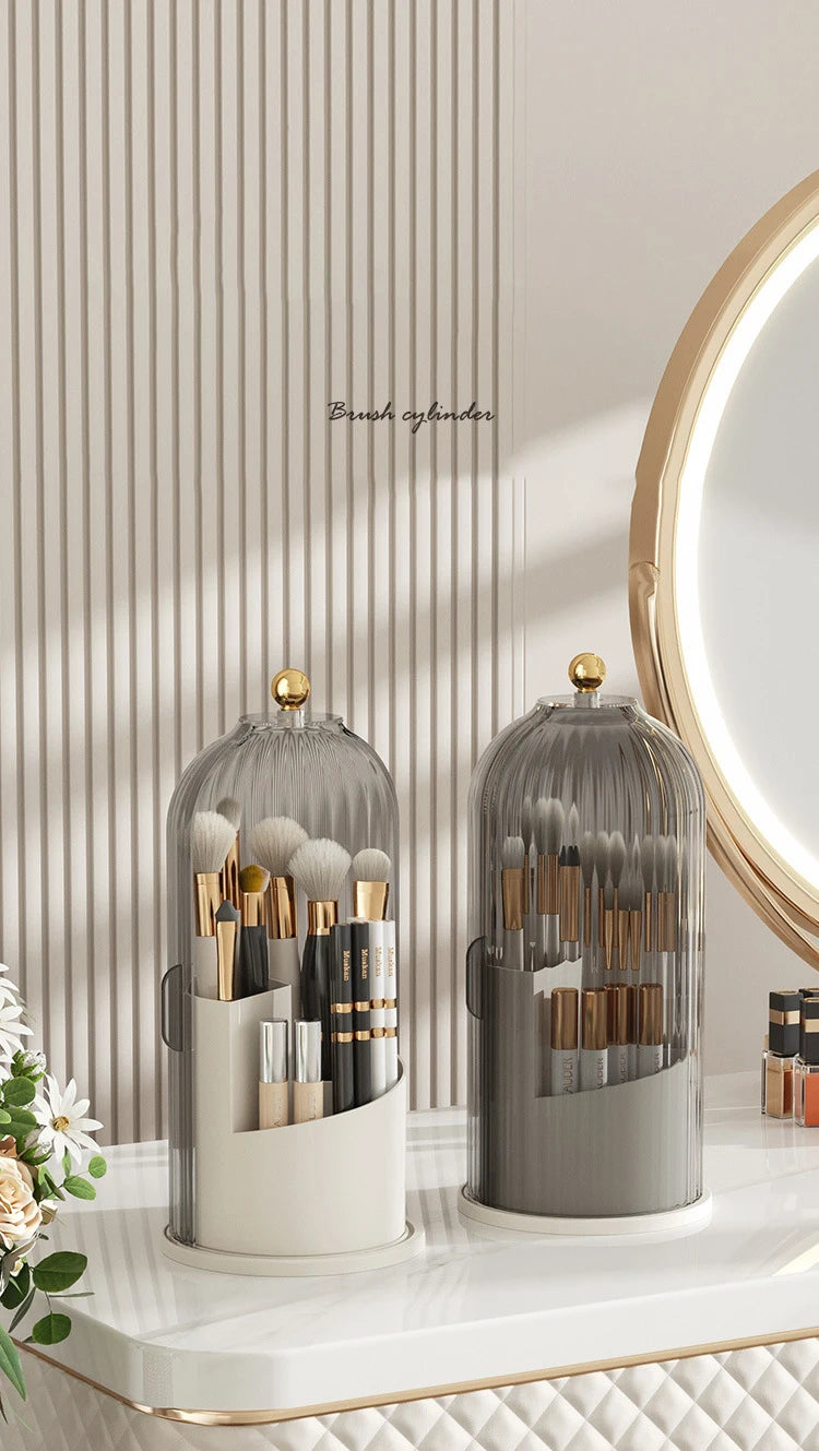 DIAMR Spinning Makeup Organizer With Lid For Vanity And Travel