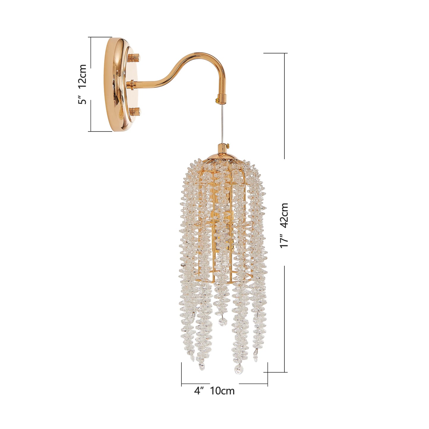 ARLGSITE Frame Cascading Crystal Bead Wall Sconces Set Of 2