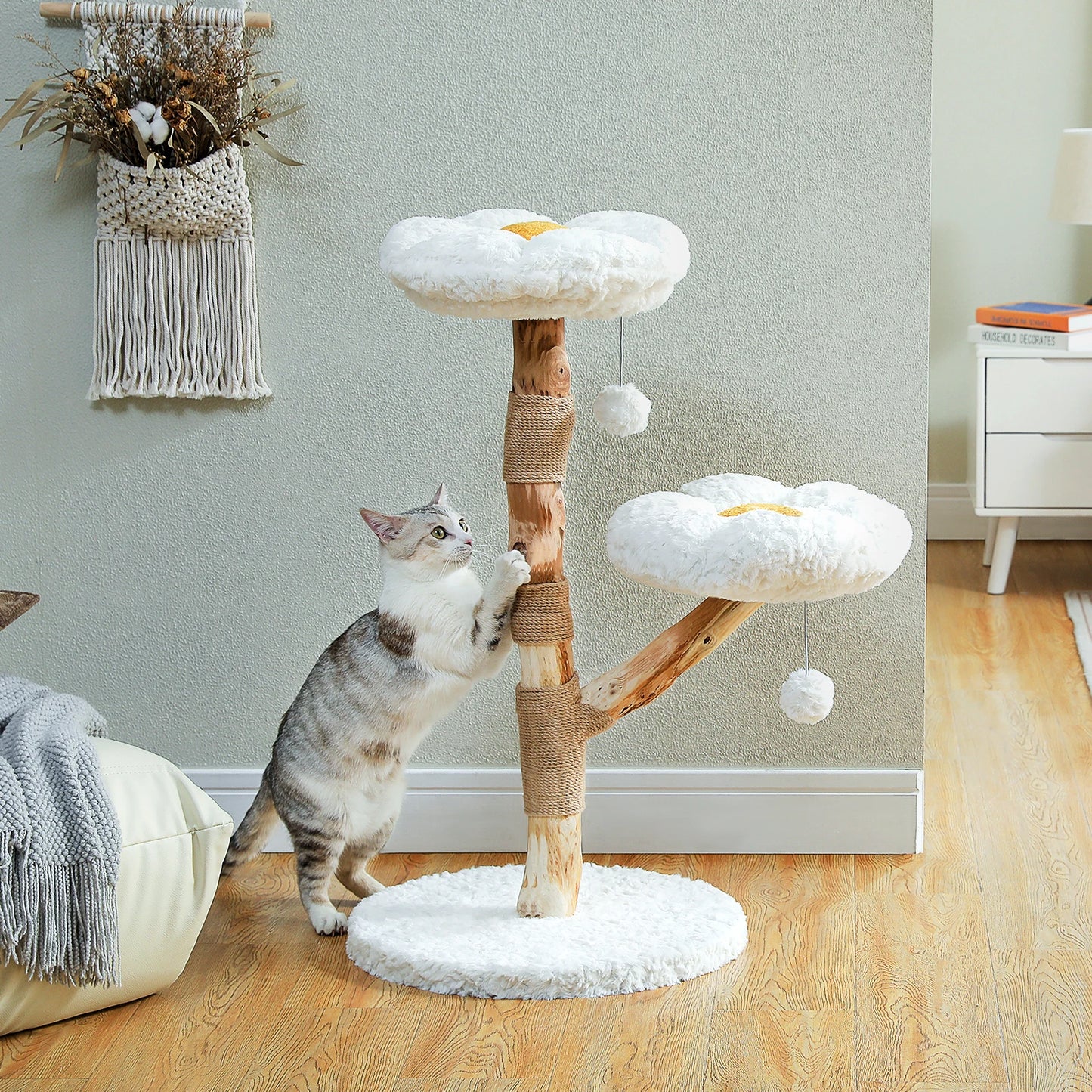 PAWZ Road Flower Cat Tree Indoor Cats Modern Wood Tower