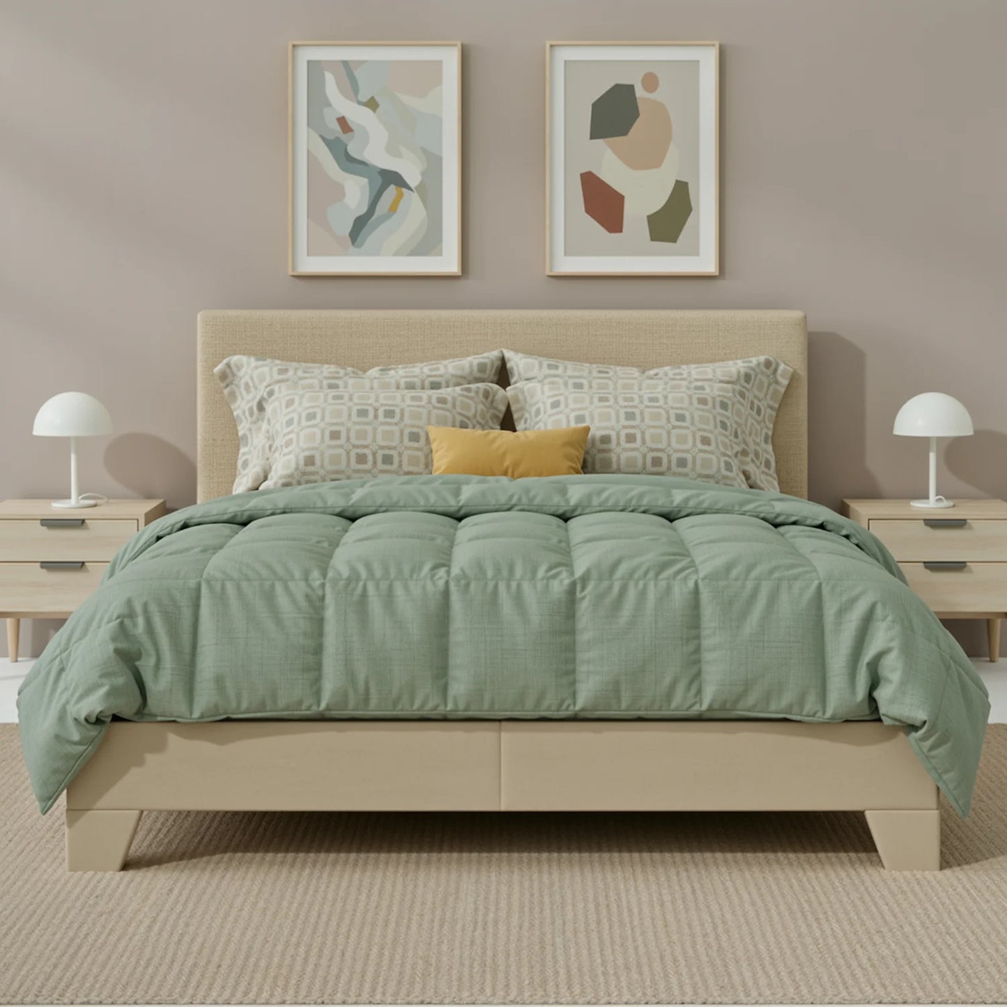 HOOMIC Upholstered Bed Frame With Adjustable Linen Headboard