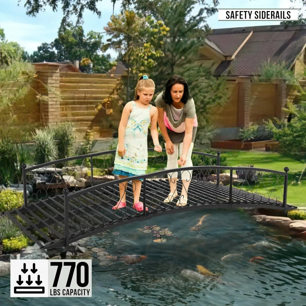 Metal Garden Bridge Durable Footbridge With Siderails