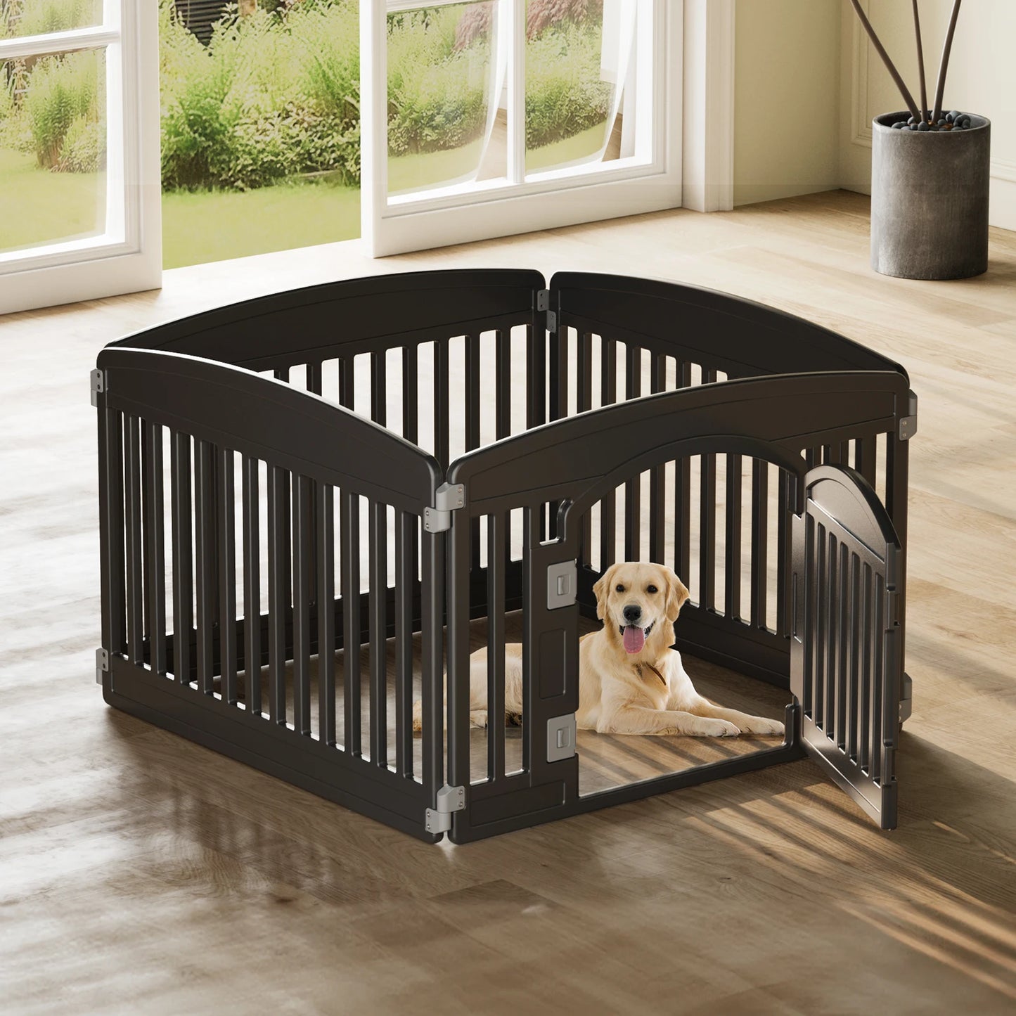 JHK Plastic Dog Playpen Expandable Pet Fence For Dogs