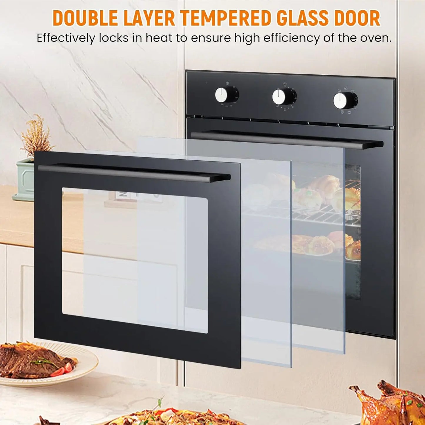Adoolla Built-In Electric Wall Oven With 8 Cooking Modes