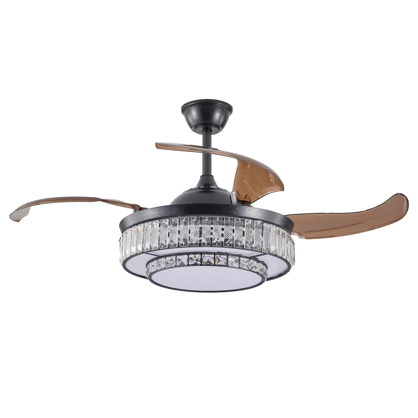 ARLGSITE Luxurious Crystal Ceiling Fan Light Remote Control