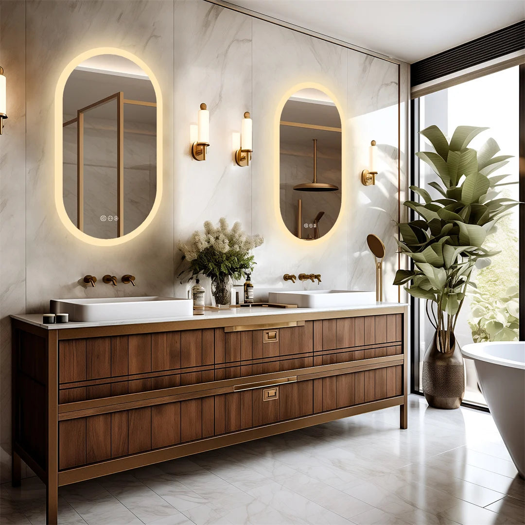 LUVODI Backlit LED Bathroom Mirror With Touch Dimming Defog