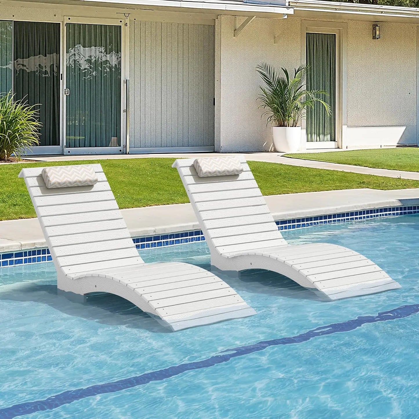 Durable Outdoor Pool Lounge Chairs Set Of 2 For Weather
