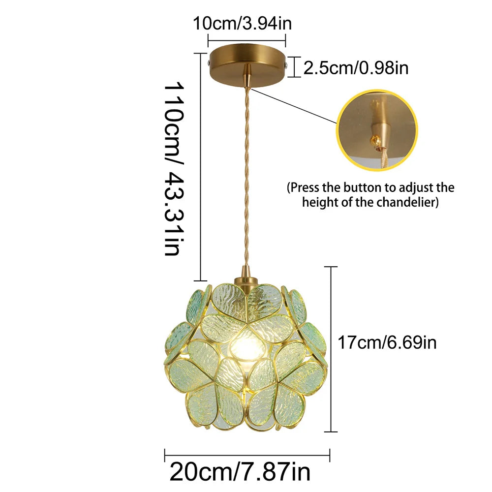 VETRULUS Modern Pendant Light Flower Lantern Crystal Kitchen Fixture