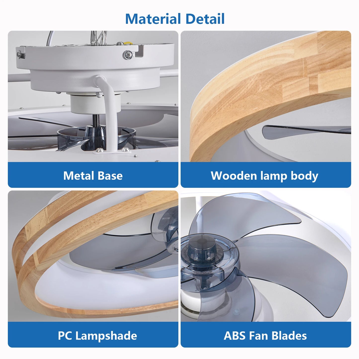 ARLGSITE Modern Low Profile Ceiling Fan With Remote LED Light