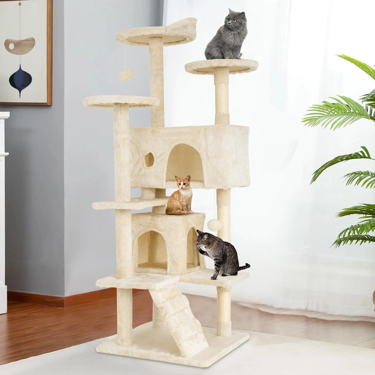 Four-Tier Cat Tree With Sisal Scratching Posts
