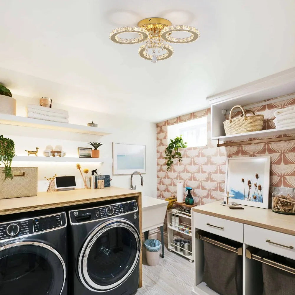 VETRULUS Crystal LED Ceiling Light Chandelier For Modern Living Room