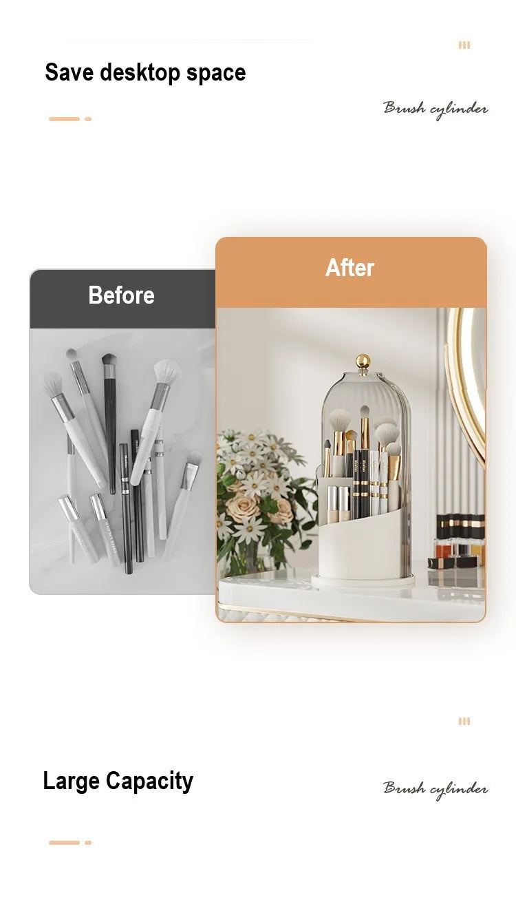 DIAMR Spinning Makeup Organizer With Lid For Vanity And Travel