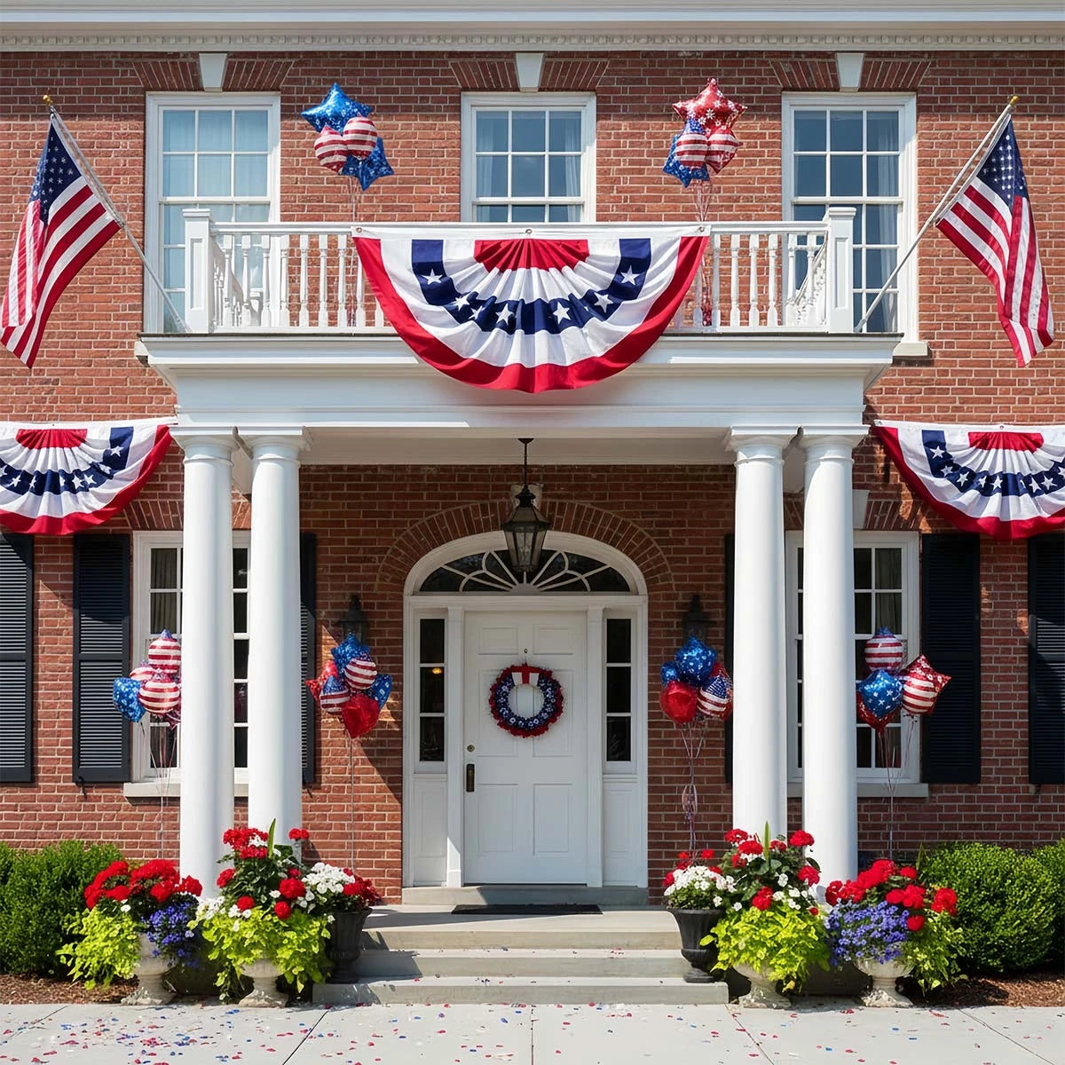 USA Pleated Half Fan Flag Bunting 2-Pack Independence Day