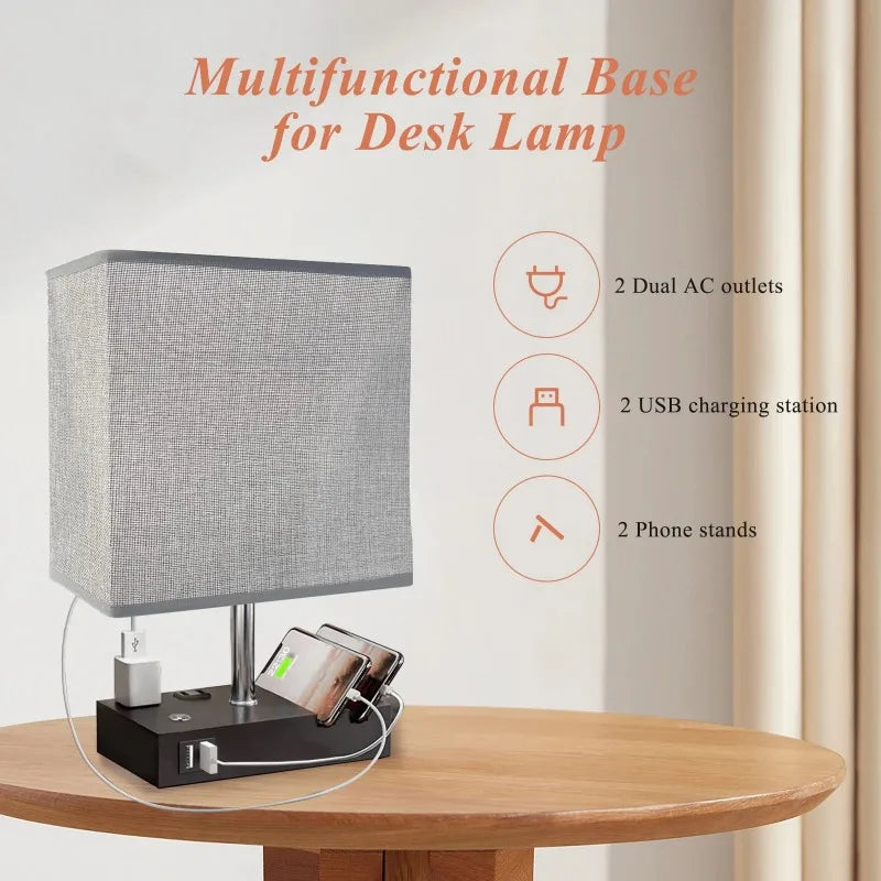 SZRSTH Bedside Table Lamp With Dual USB Ports And Dimmable Lighting