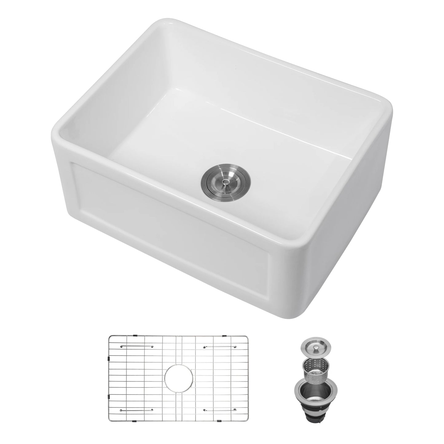 Ceramic Farmhouse Apron-Front Sink, Single Bowl Laundry Room
