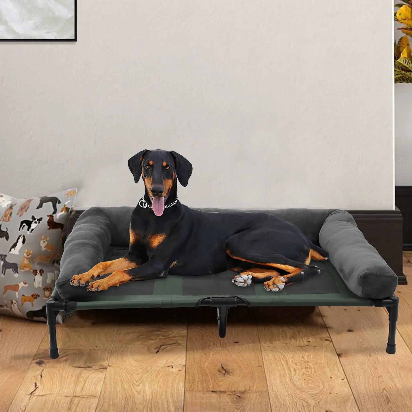 BINGOPAW Elevated Indoor Outdoor Dog Bed Lounger With Detachable Bolster