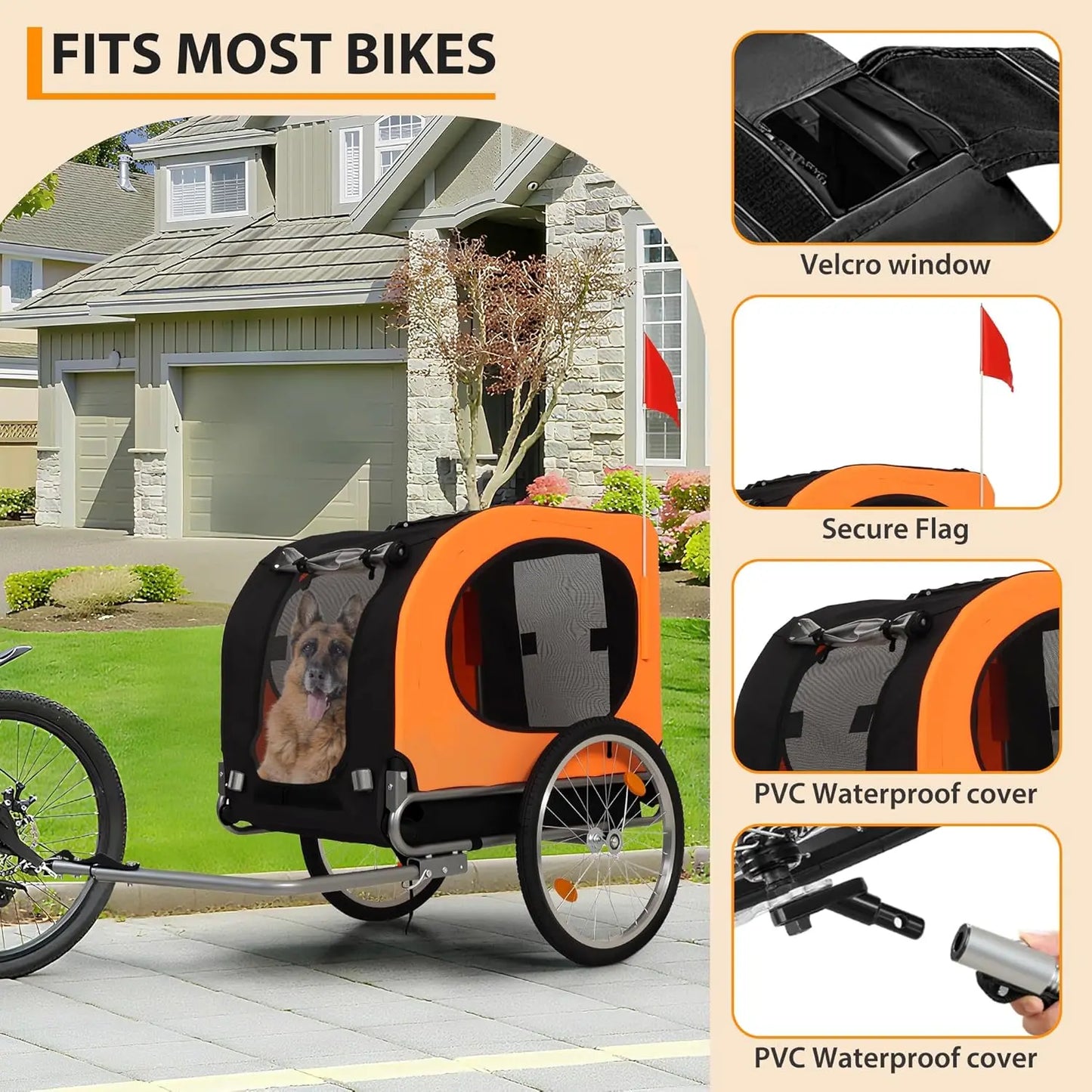TWISTER.CK Dog Bike Trailer 88 Lbs Capacity Carrier