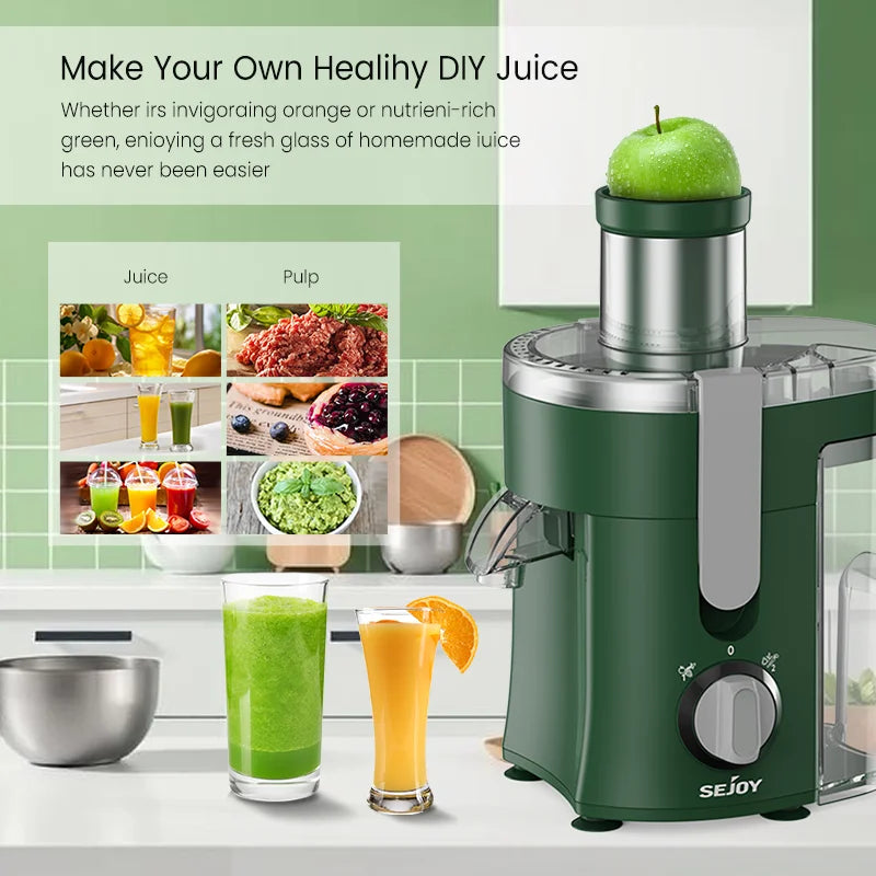 SEJOY Compact Fruits Juicer 500W With Wide Mouth Feed Chute