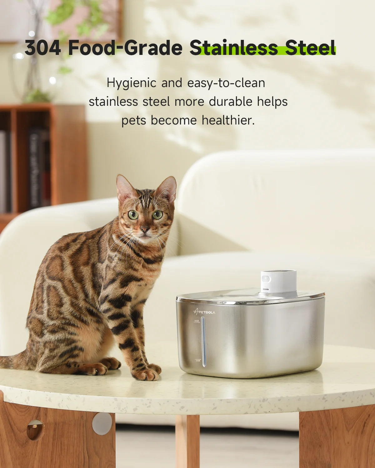 APETDOLA Wireless Cat Water Fountain Auto Sensor Drinker