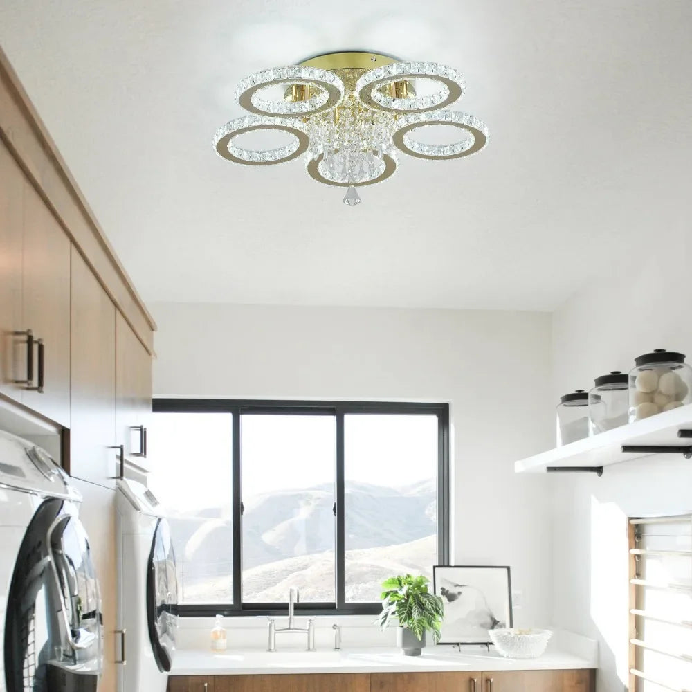 VETRULUS Crystal LED Ceiling Light Chandelier For Modern Living Room