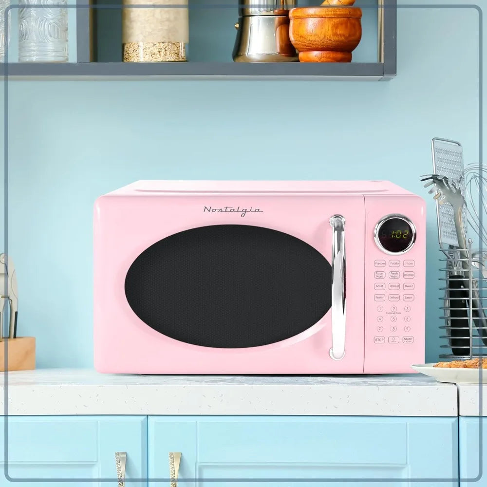 Retro Microwave Oven 700 Watt Countertop With Glass Turntable