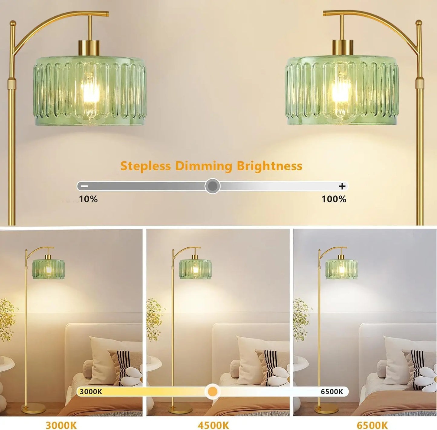 Brass Mid Century Floor Lamp With Remote And Dimmer