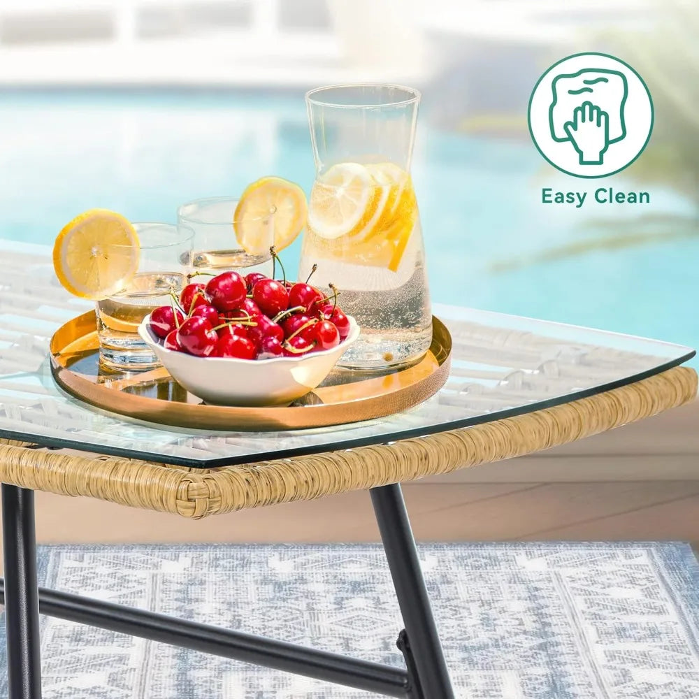 XMSJ Outdoor Patio Wicker Furniture Set All Weather Conversation