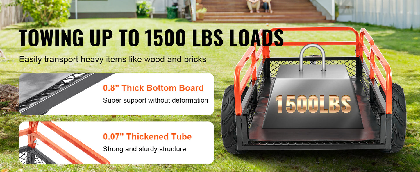 SucceBuy Heavy Duty Steel ATV Dump Trailer With Removable Sides